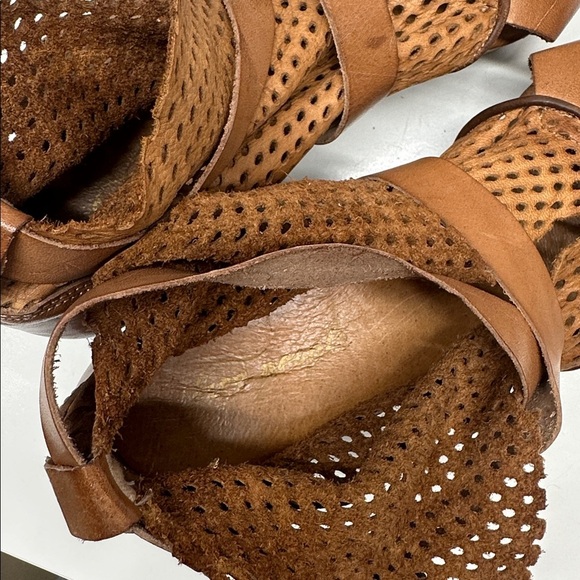 Free People Rendering Clogs Leather High Heel Shoes Open Toe Brown Size 41 US 11 - Picture 8 of 10